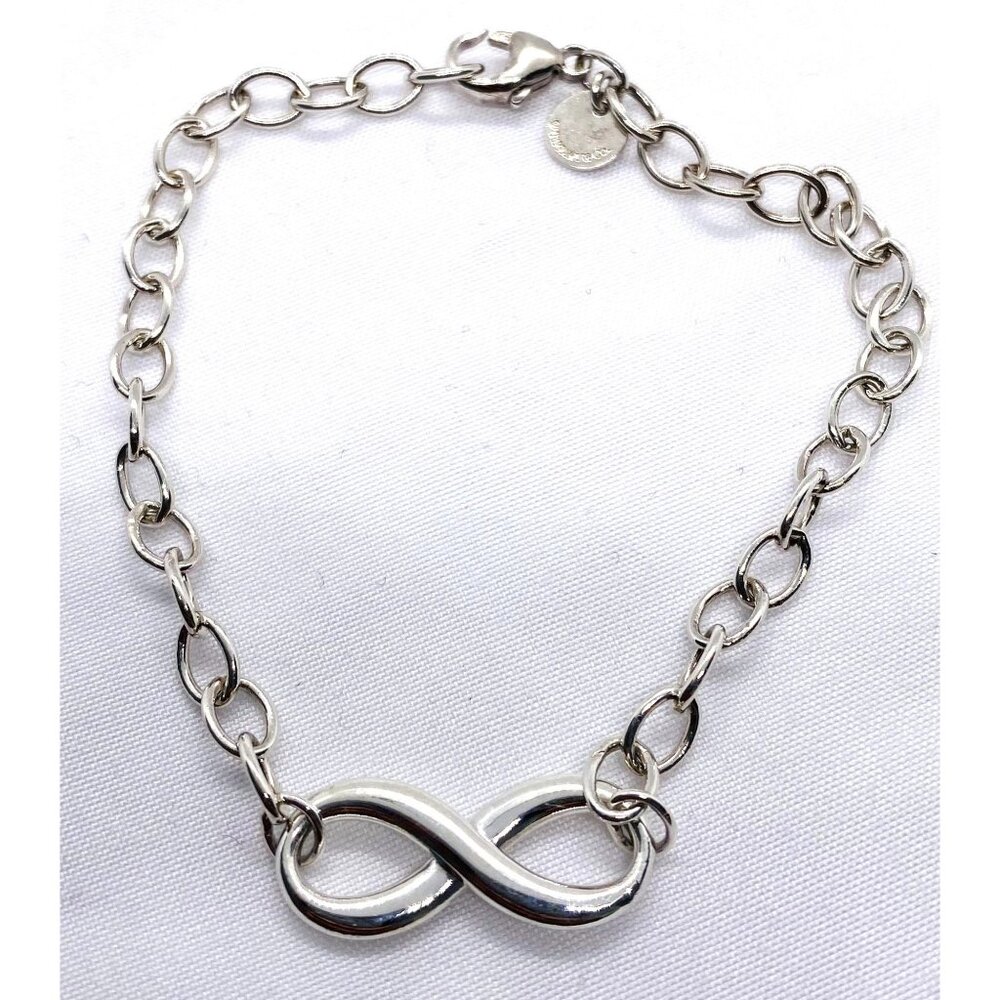 Tiffany & Co Sterling Silver AG925 Oval Link Infinity Bracelet 7.75"